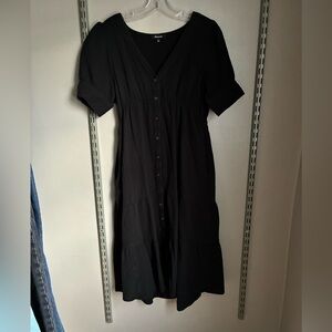 Madewell Black Gauze Button-Down Midi Dress